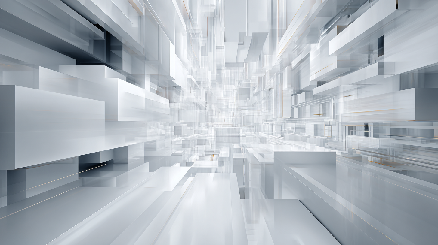 Blurred background of big cubes converging into horizon.