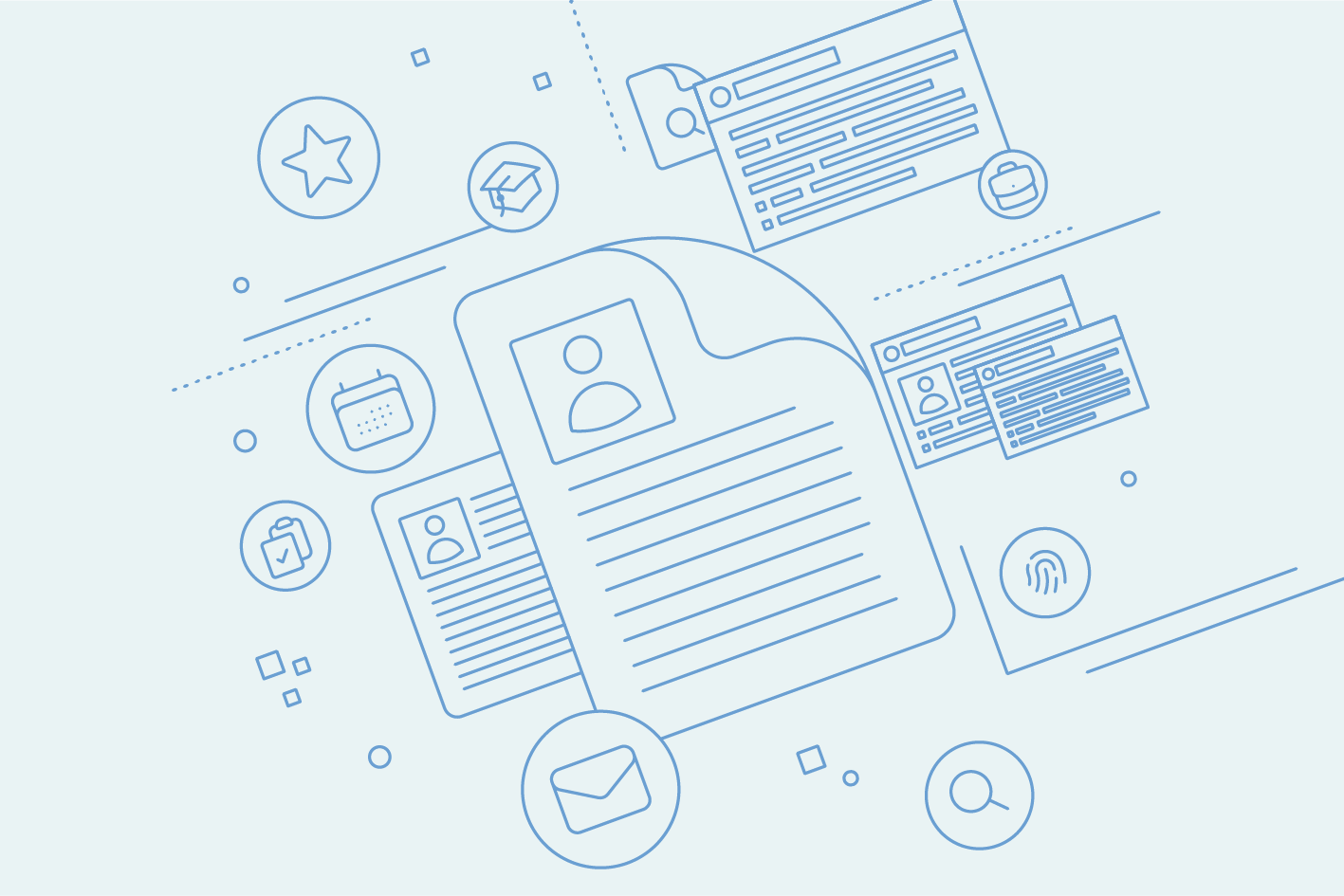 Background photo with big fingerprint graphic.