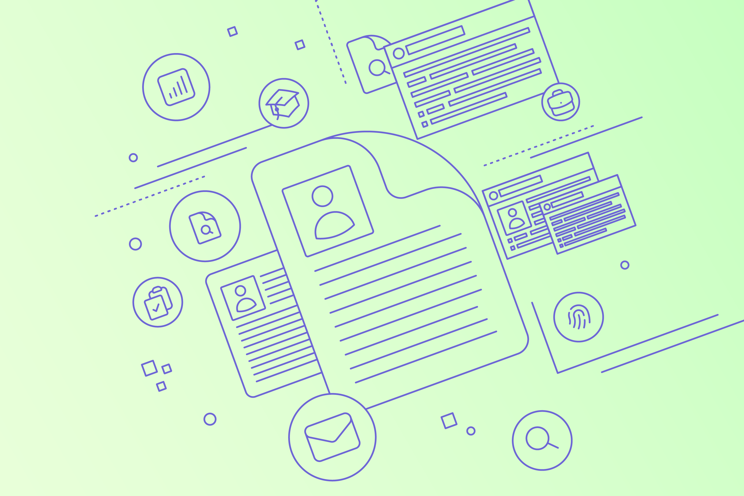 Background photo with big fingerprint graphic.